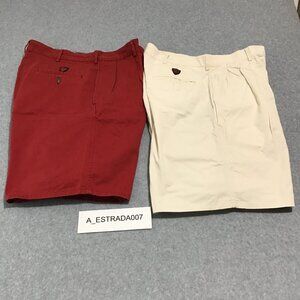 VINTAGE 90S POLO RALPH LAUREN CLASSIC GOLF 2 SHORTS PLEATED RED/KAKI MADE USA 36